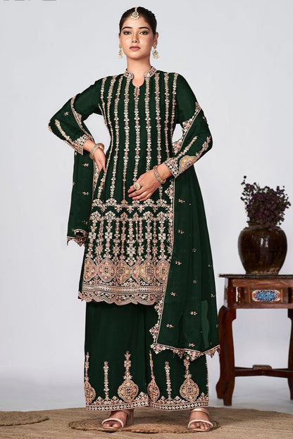 Ridhima Sharara Suit - Emerald Green