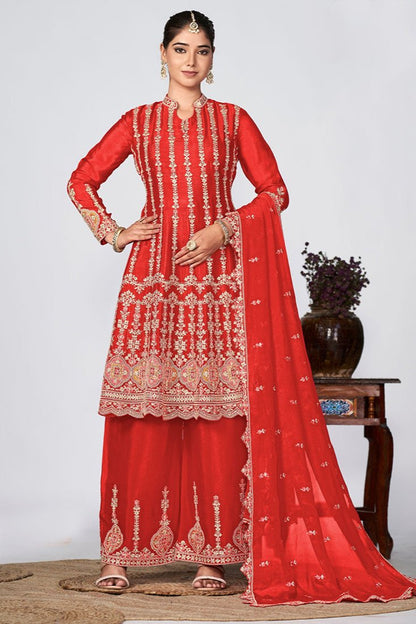 Ridhima Sharara Suit - Red