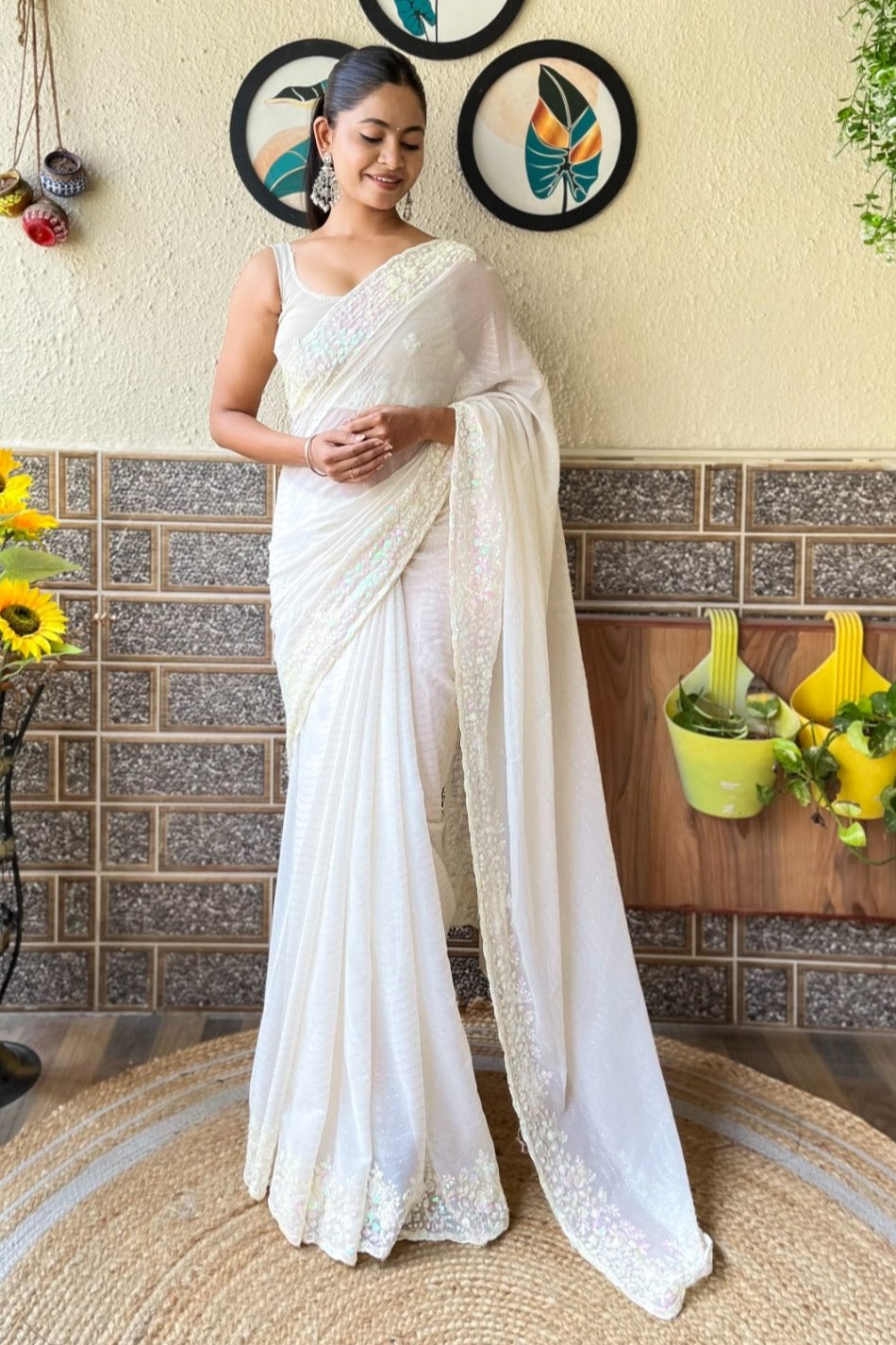 Rivara Saree - White