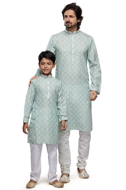 Ruhan & Kunal Father-Son Kurta Pajama Set - Green