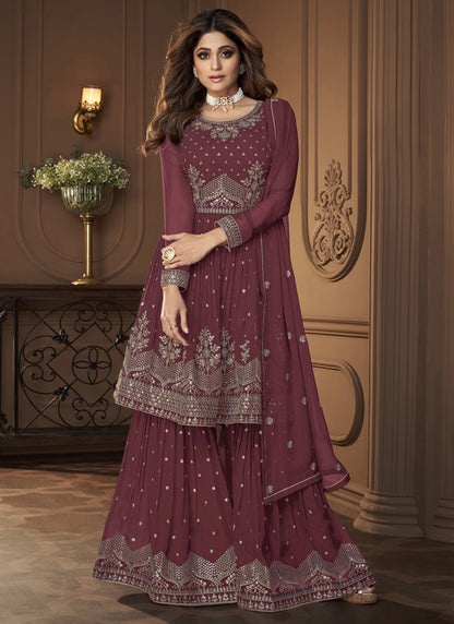 Samaira Georgette Sharara Suit - Pink