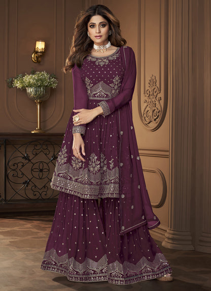 Samaira Georgette Sharara Suit - Purple