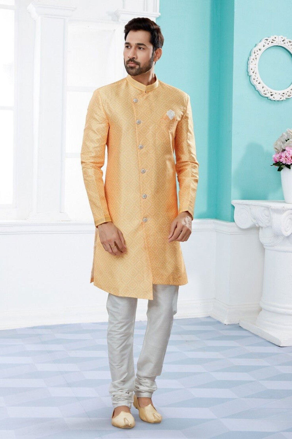 Samrat Men's Sherwani - Orange