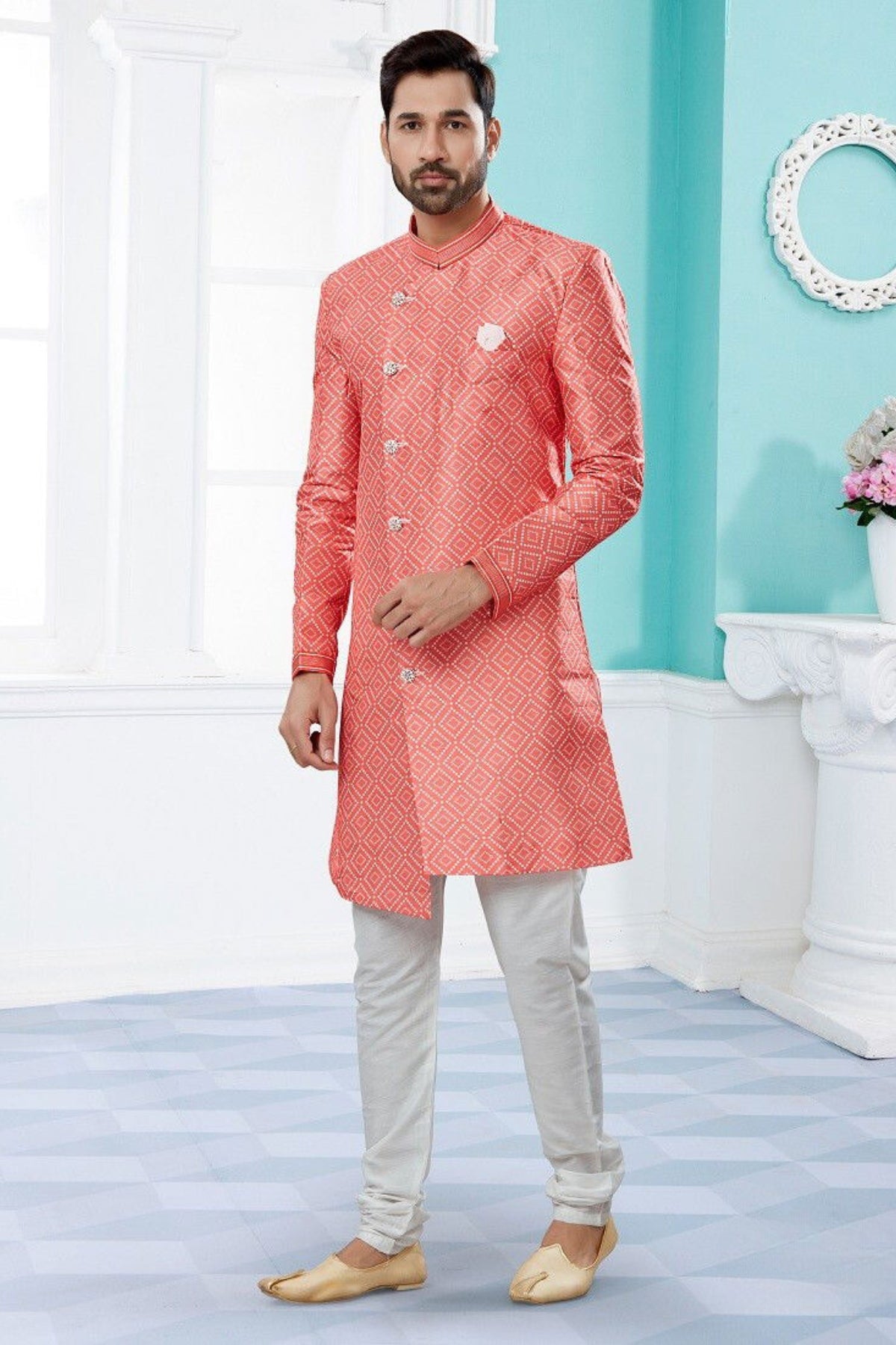 Samrat Men's Sherwani - Pink