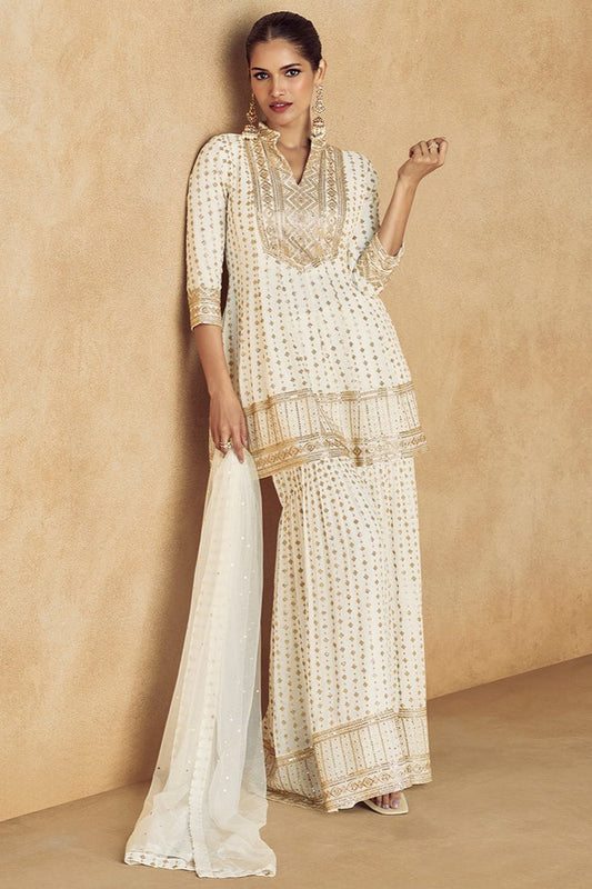 Sanika Palazzo Suit - White