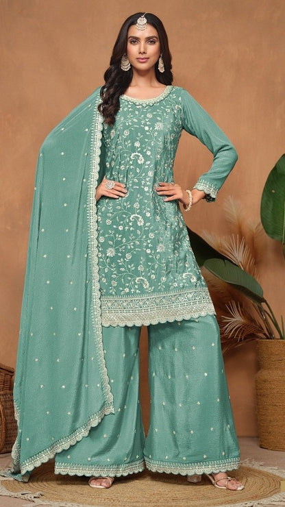 Aleena Embroidered Palazzo Suit Set