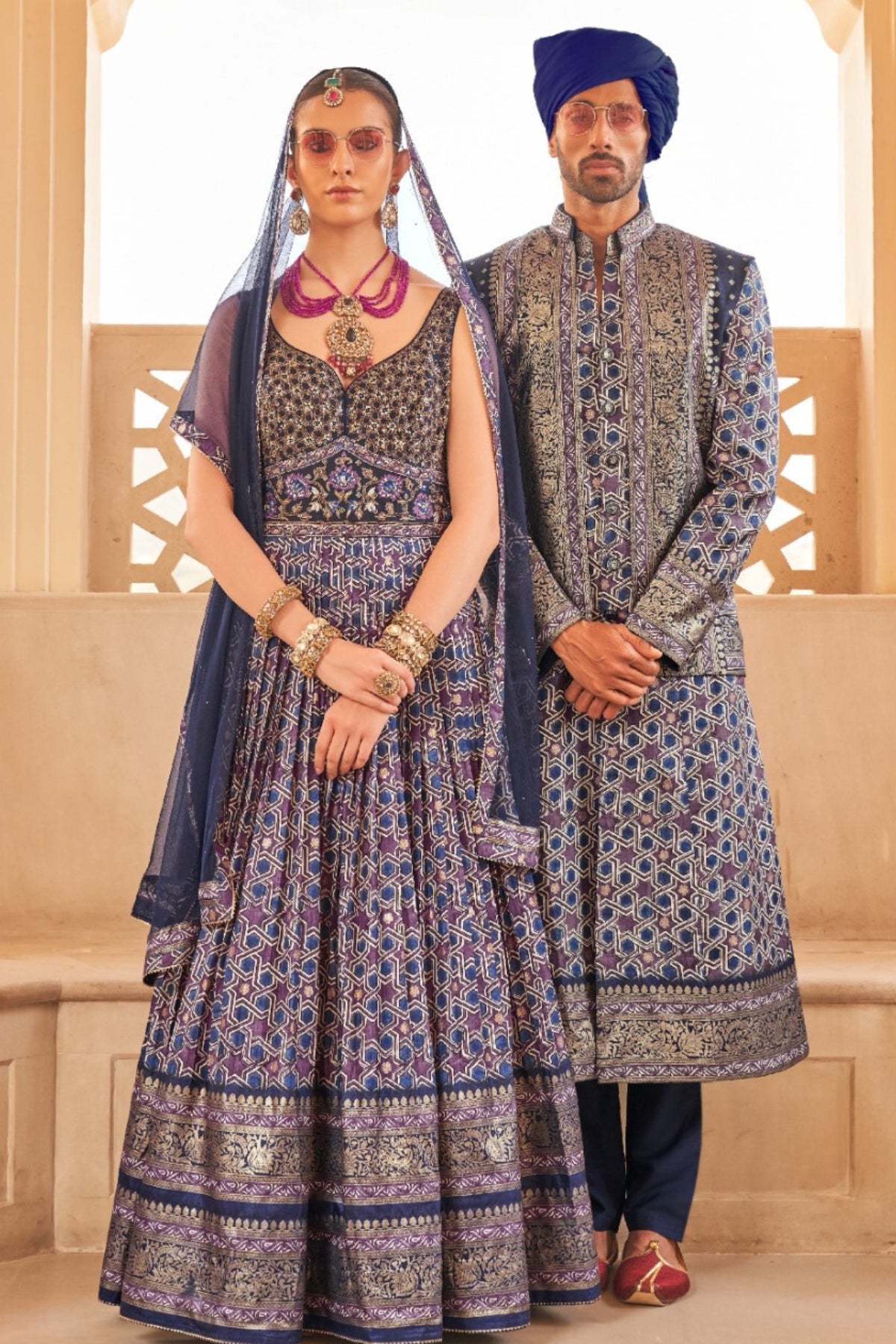 Shaan & Anika Blue Bride & Groom Ensemble