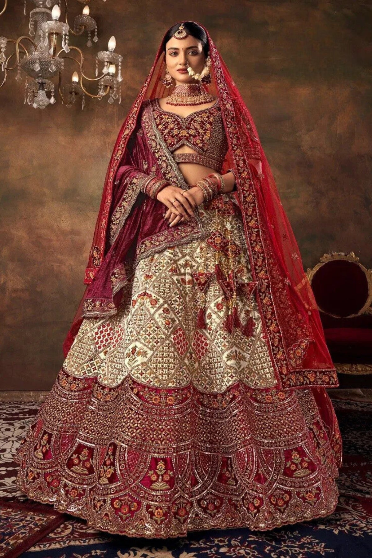 Sharanya Velvet Bridal Lehenga