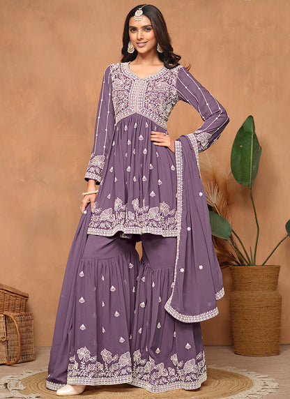 Sonia Sharara Suit - Purple