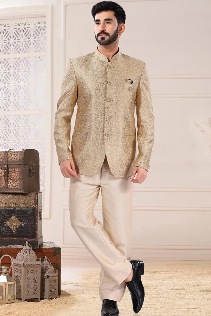 Viransh Gold Jodhpuri Suit