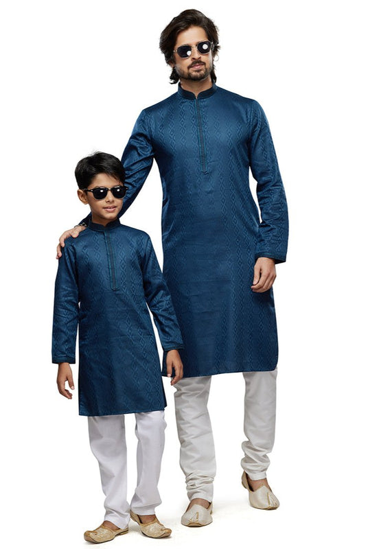 Yuvraj & Raj Father-Son Kurta Pajama Set - Blue